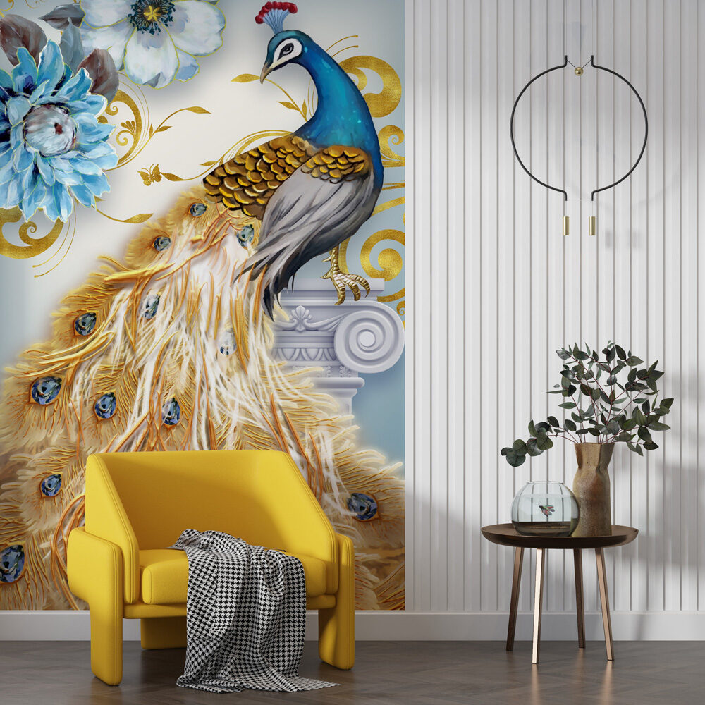 Interlocking Peacock Feather Wallpaper Mural | Ever Wallpaper UK