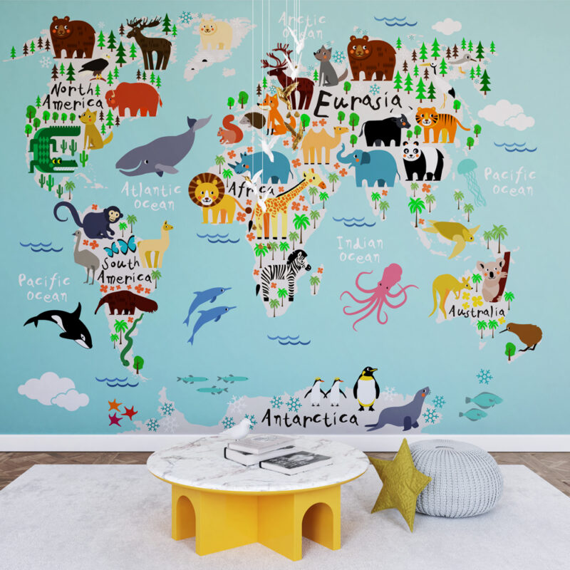 Cute World Map Color White