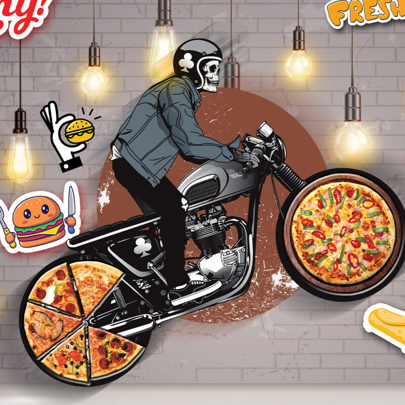 Pizza On Wheel, wallpaper in jalandhar, wallpaper shop in jalandhar